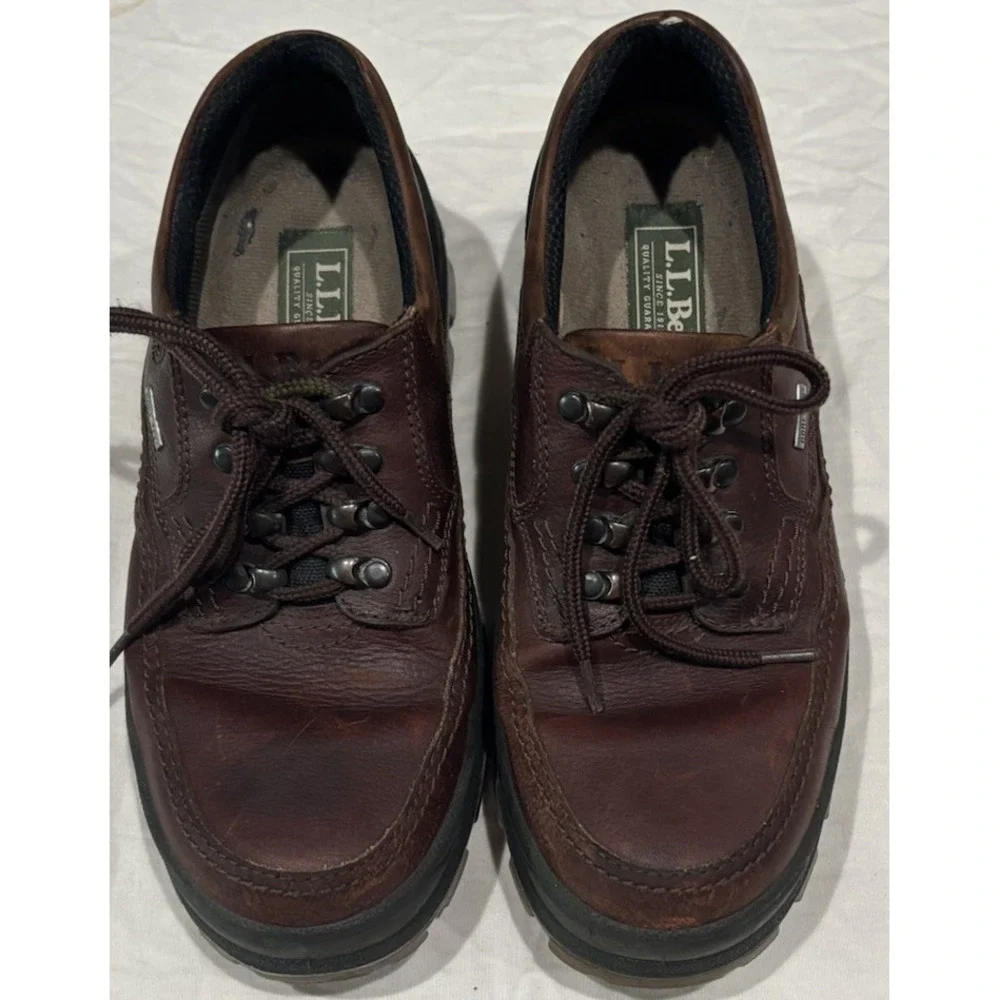 Vintage LL Bean Brown Leather Walking Gore-Tex Oxford Hiking Made In USA Men 7.5